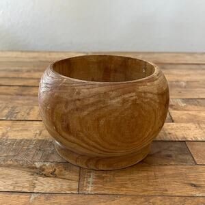 Hand Turned Wooden Footed Bowl 3.75 in Decorative